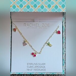 Rachel Zoe Silver Necklace with Colorful Charms